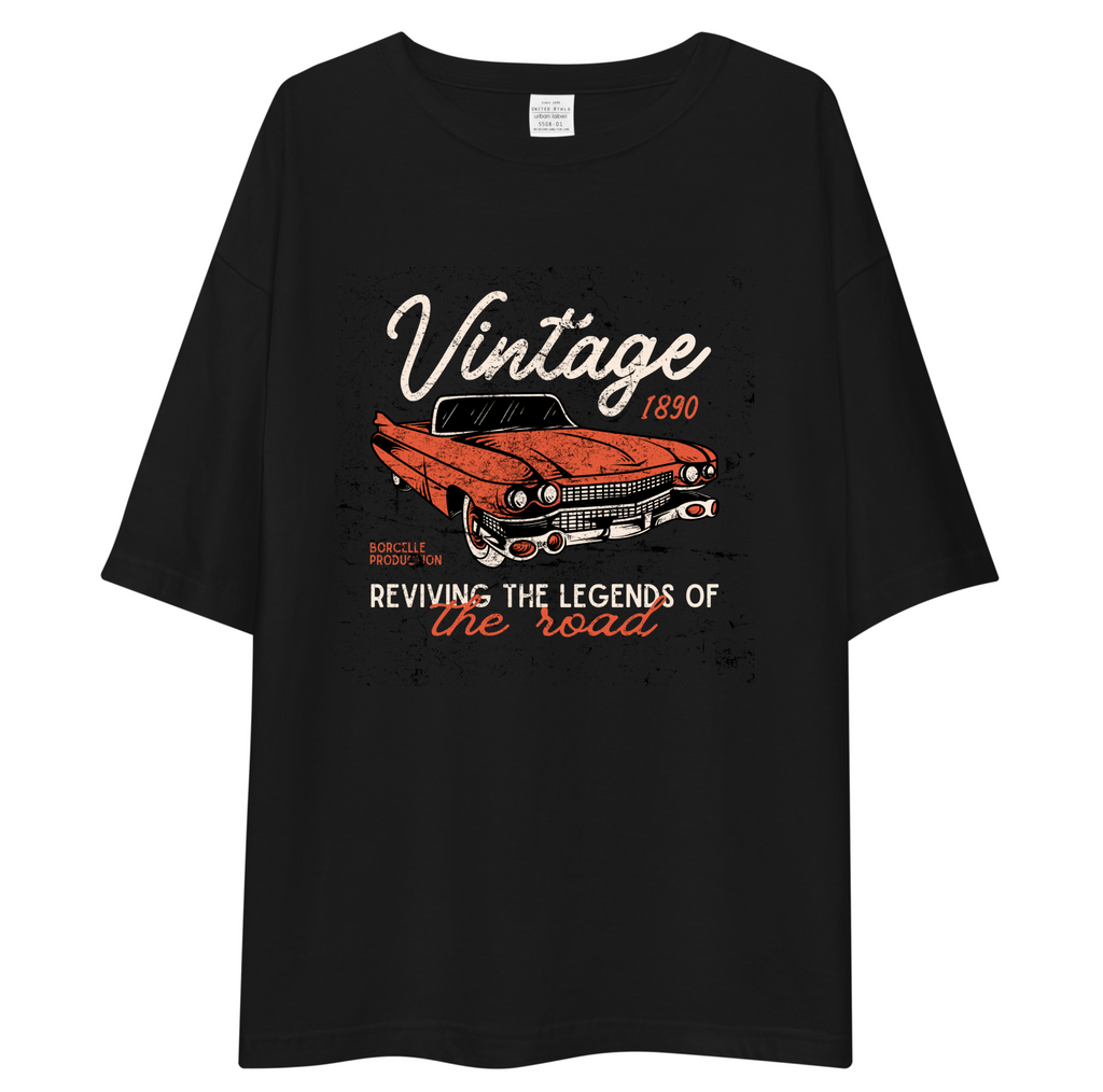 Vintage Car Graphic Unisex Oversized T-Shirt Drop Shoulder