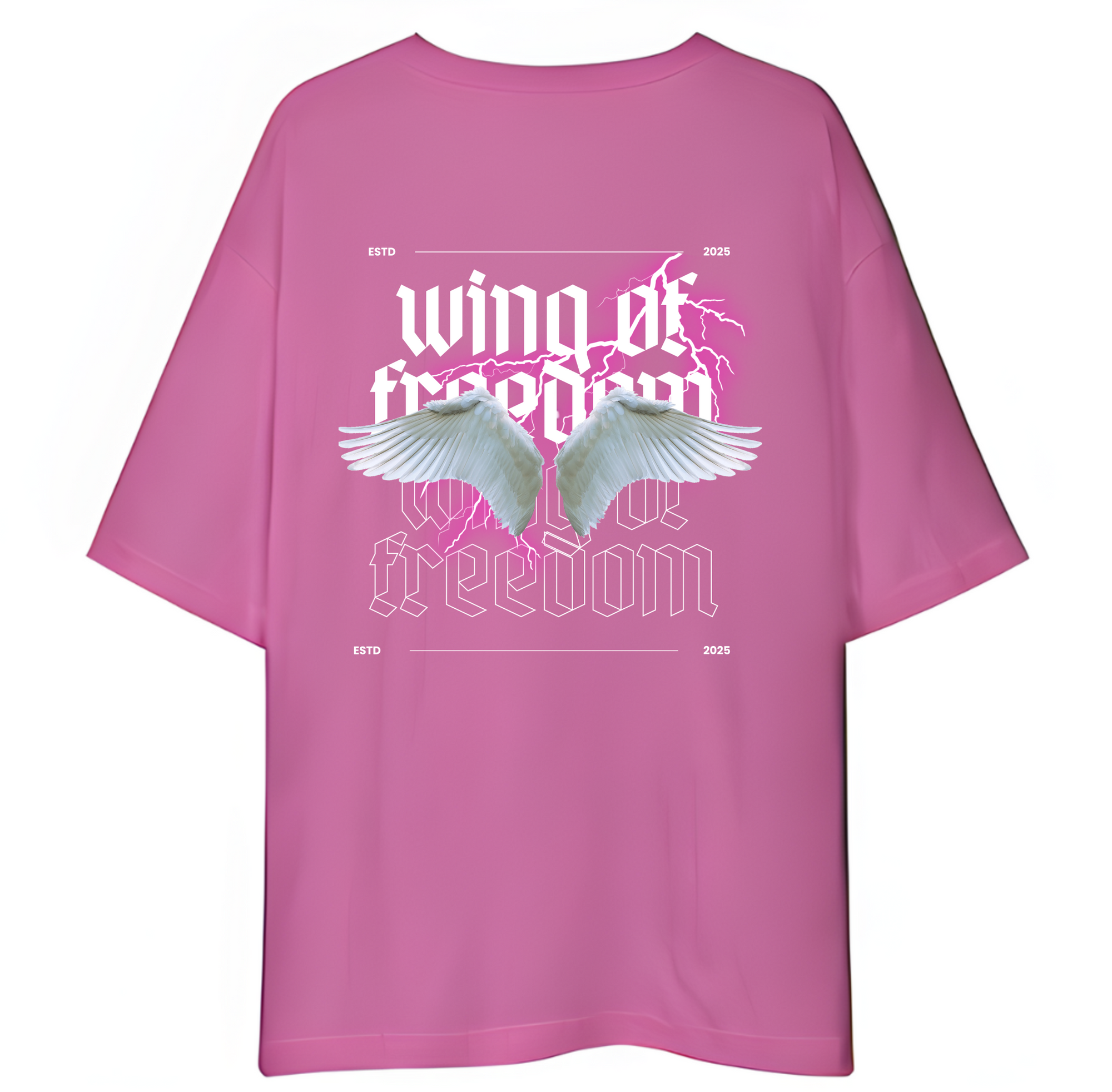 Light Purple t-shirt with 'Wings of Freedom' design on a white background