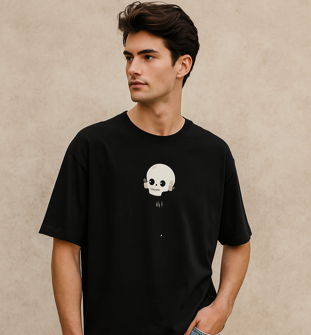 Cute Skull Oversized T-Shirt Drop Shoulder
