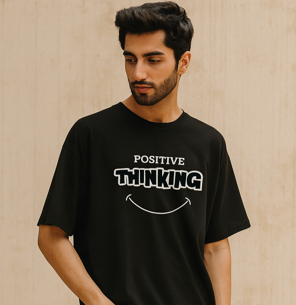 Stay Positive Oversized T-Shirt Drop Shoulder